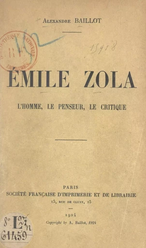 Émile Zola - Alexandre Baillot - FeniXX réédition numérique