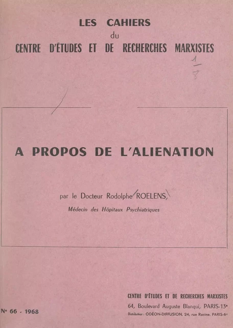 À propos de l'aliénation - Rodolphe Roelens - FeniXX réédition numérique