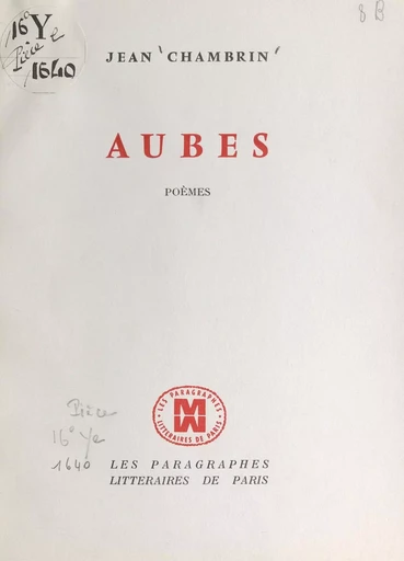 Aubes - Jean Chambrin - FeniXX réédition numérique