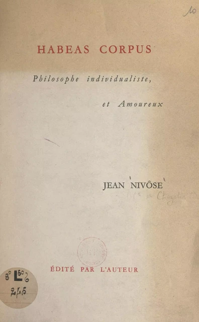 Habeas corpus - Jean Nivôse - FeniXX réédition numérique