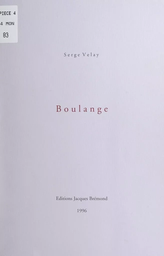 Boulange - Serge Velay - FeniXX réédition numérique