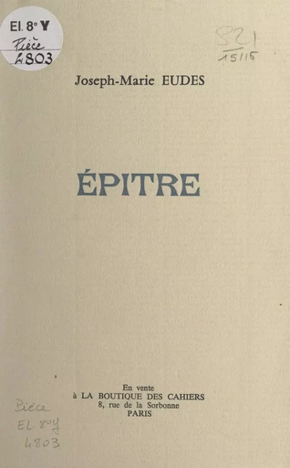 Épître - Joseph-Marie Eudes - FeniXX réédition numérique