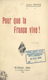 Pour que la France vive !