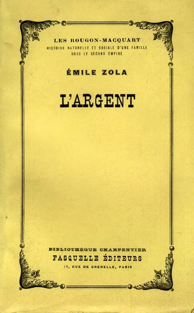 L'argent - Emile Zola - Grasset