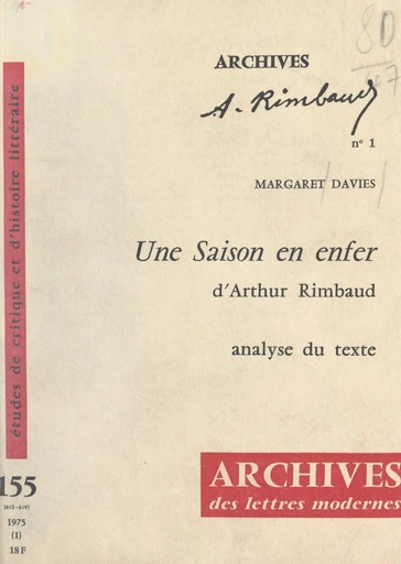 Une saison en enfer, d'Arthur Rimbaud - Margaret Davies - FeniXX réédition numérique