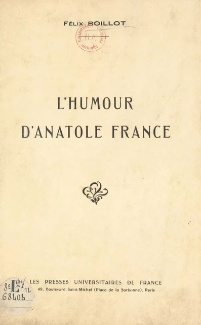 L'humour d'Anatole France - Félix Boillot - FeniXX réédition numérique