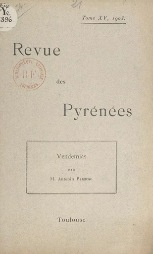 Vendemias - Antonin Perbosc - FeniXX réédition numérique