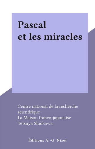 Pascal et les miracles - Tetsuya Shiokawa - FeniXX réédition numérique