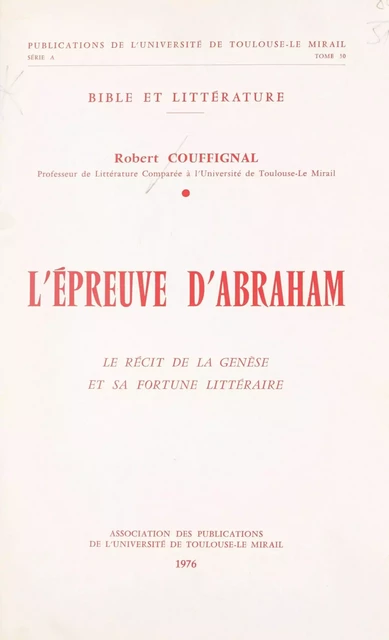 L'épreuve d'Abraham - Robert Couffignal - FeniXX réédition numérique