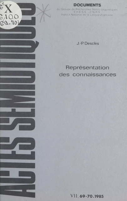 Représentation des connaissances - Jean-Pierre Desclés - FeniXX réédition numérique