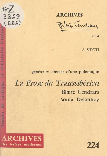 La prose du Transsibérien et de la petite Jehanne de France, Blaise Cendrars-Sonia Delaunay - Antoine Sidoti - FeniXX réédition numérique