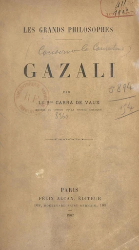 Gazali - Bernard Carra de Vaux - FeniXX réédition numérique