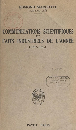 Communications scientifiques et faits industriels de l'année - Edmond Marcotte - FeniXX rédition numérique