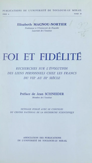 Foi et fidélité - Élisabeth Magnou-Nortier - FeniXX réédition numérique