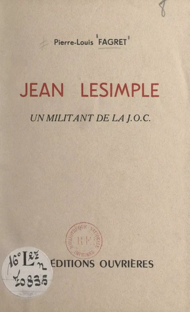 Jean Lesimple - Pierre-Louis Fagret - FeniXX réédition numérique