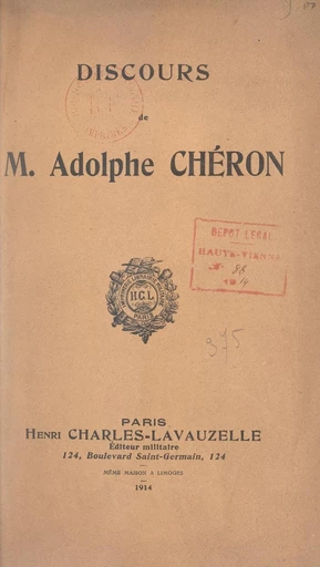 Discours de M. Adolphe Chéron - Adolphe Chéron - FeniXX réédition numérique