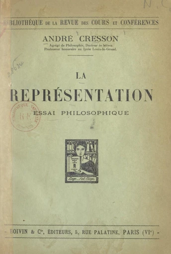 La représentation - André Cresson - FeniXX réédition numérique