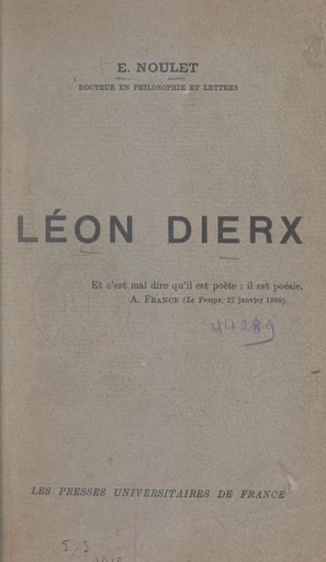 Léon Dierx - Emilie Noulet - FeniXX réédition numérique