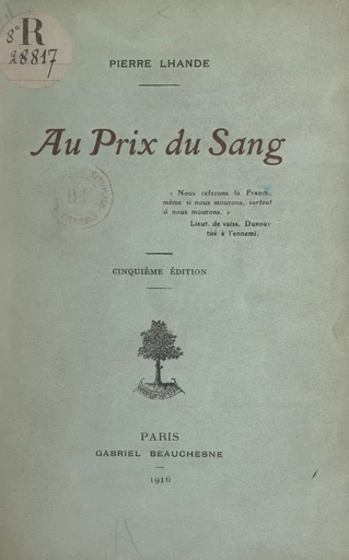 Au prix du sang - Pierre Lhande - FeniXX réédition numérique