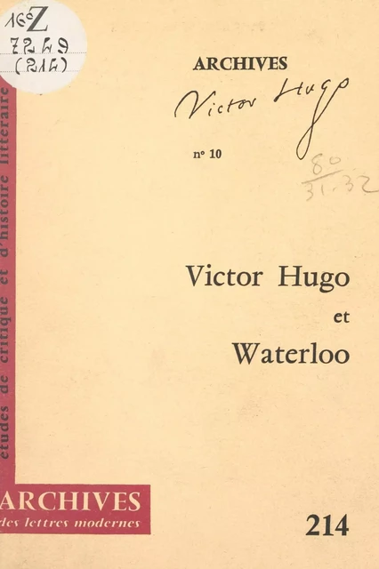 Victor Hugo et Waterloo - Maurice Descotes - FeniXX réédition numérique