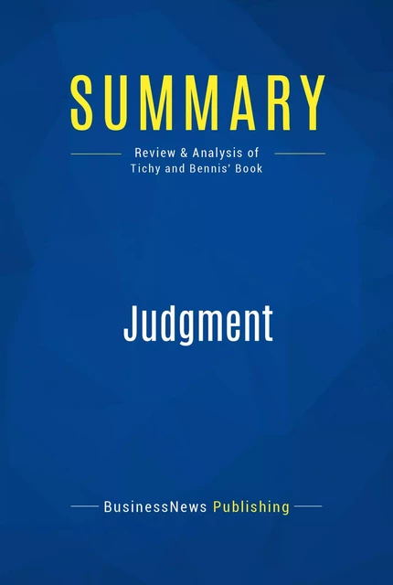 Summary: Judgment - BusinessNews Publishing - Must Read Summaries