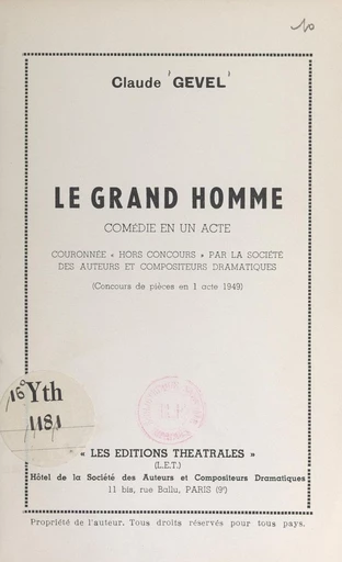 Le grand homme - Claude Gével - FeniXX réédition numérique