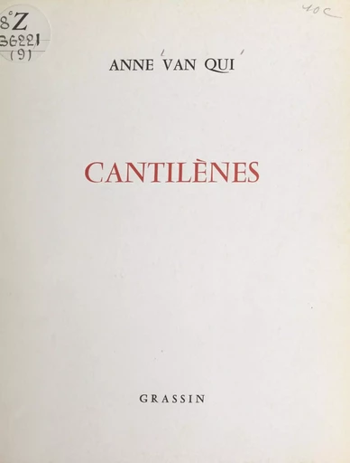 Cantilènes - Anne Van Qui - FeniXX réédition numérique