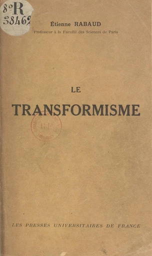 Le transformisme (1) - Etienne Rabaud - FeniXX réédition numérique