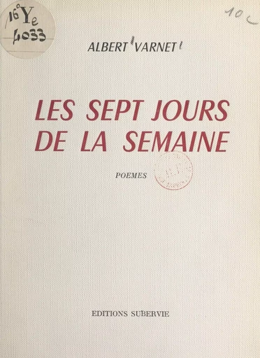 Les sept jours de la semaine - Albert Varnet - FeniXX réédition numérique