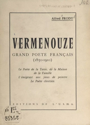 Vermenouze, grand poète français, 1850-1910 - Alfred Prody - FeniXX réédition numérique