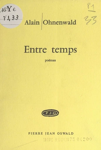 Entre temps - Alain Ohnenwald - FeniXX réédition numérique