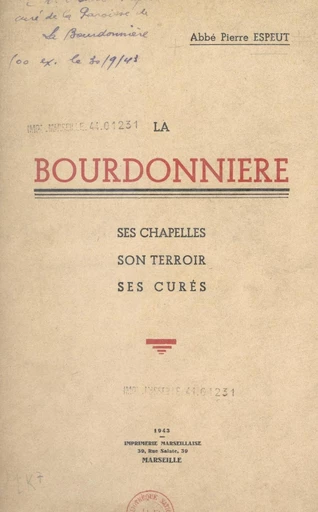 La Bourdonnière - Pierre Espeut - FeniXX réédition numérique