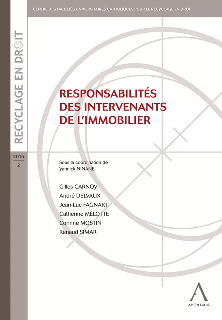 Responsabilités des intervenants de l'immobilier -  Collectif,  Anthemis - Anthemis