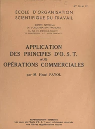 Application des principes d'O.S.T. aux opérations commerciales