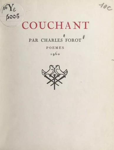 Couchant - Charles Forot - FeniXX réédition numérique