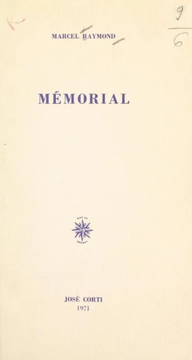 Mémorial - Marcel Raymond - FeniXX réédition numérique