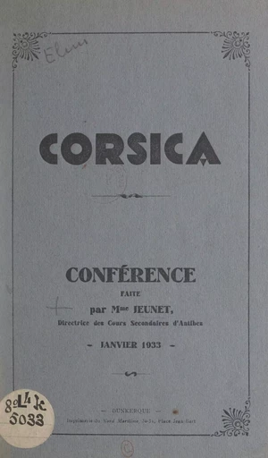 Corsica -  Jeunet - FeniXX réédition numérique