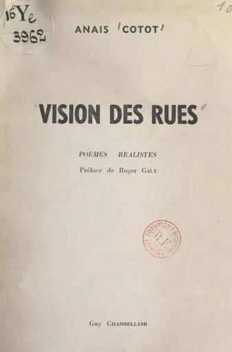 Vision des rues - Anaïs Cotot - FeniXX réédition numérique