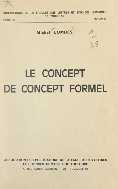 Le concept de concept formel - Michel Combès - FeniXX réédition numérique