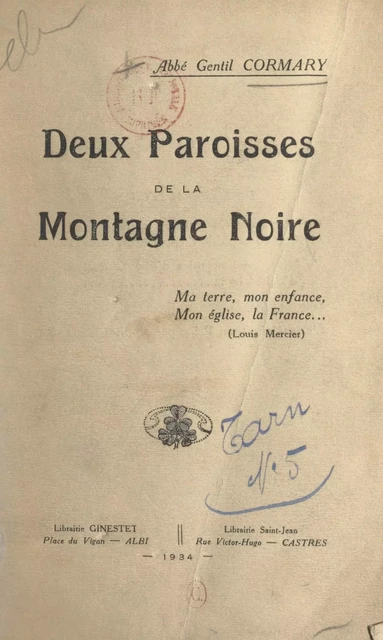 Deux paroisses de la Montagne Noire - Gentil Cormary - FeniXX réédition numérique