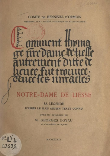 Notre-Dame de Liesse - Jehan Hennezel d'Ormois - FeniXX réédition numérique