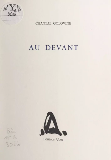 Au devant - Chantal Golovine - FeniXX réédition numérique