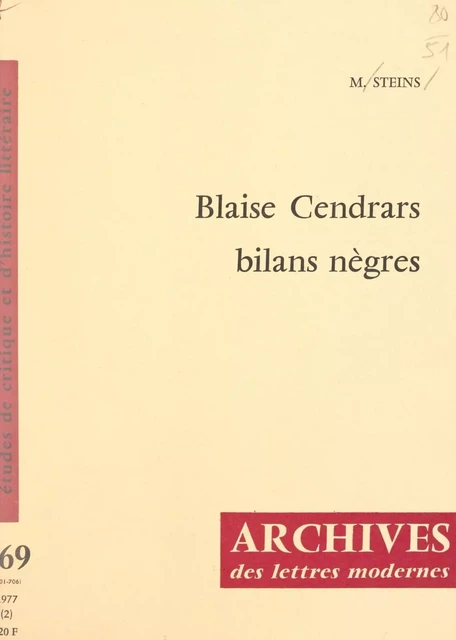 Blaise Cendrars - Martin Steins - FeniXX réédition numérique