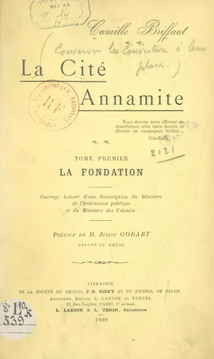 La cité annamite (1). La fondation - Camille Briffaut - FeniXX réédition numérique