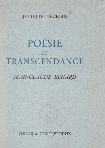 Poésie et transcendance - Juliette Decreus - FeniXX réédition numérique