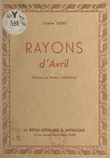 Rayons d'avril - Juliette Goré - FeniXX réédition numérique