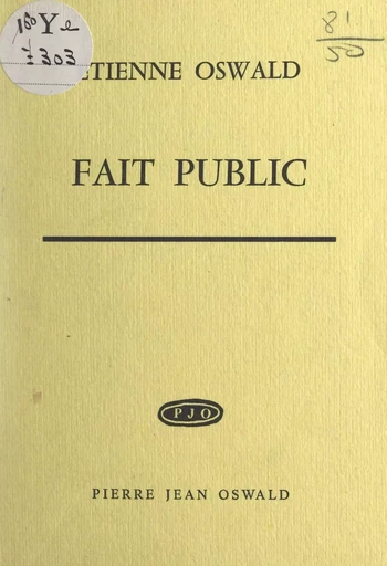 Fait public - Étienne Oswald - FeniXX réédition numérique