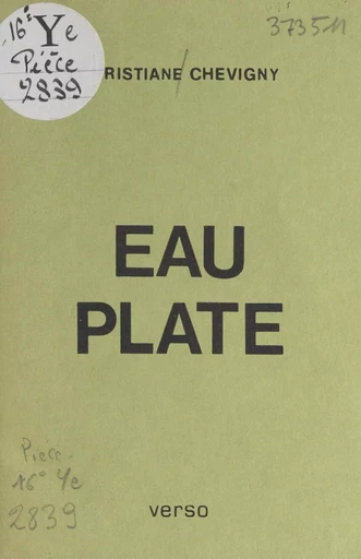 Eau plate - Christiane Chevigny - FeniXX réédition numérique