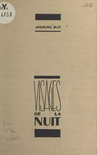 Visages de la nuit - Jacques-Paul Billet - FeniXX réédition numérique