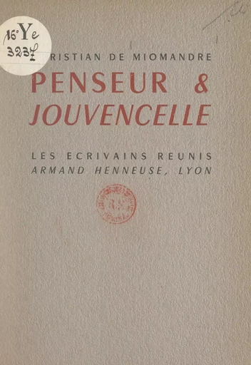 Penseur et jouvencelle - Christian de Miomandre - FeniXX réédition numérique